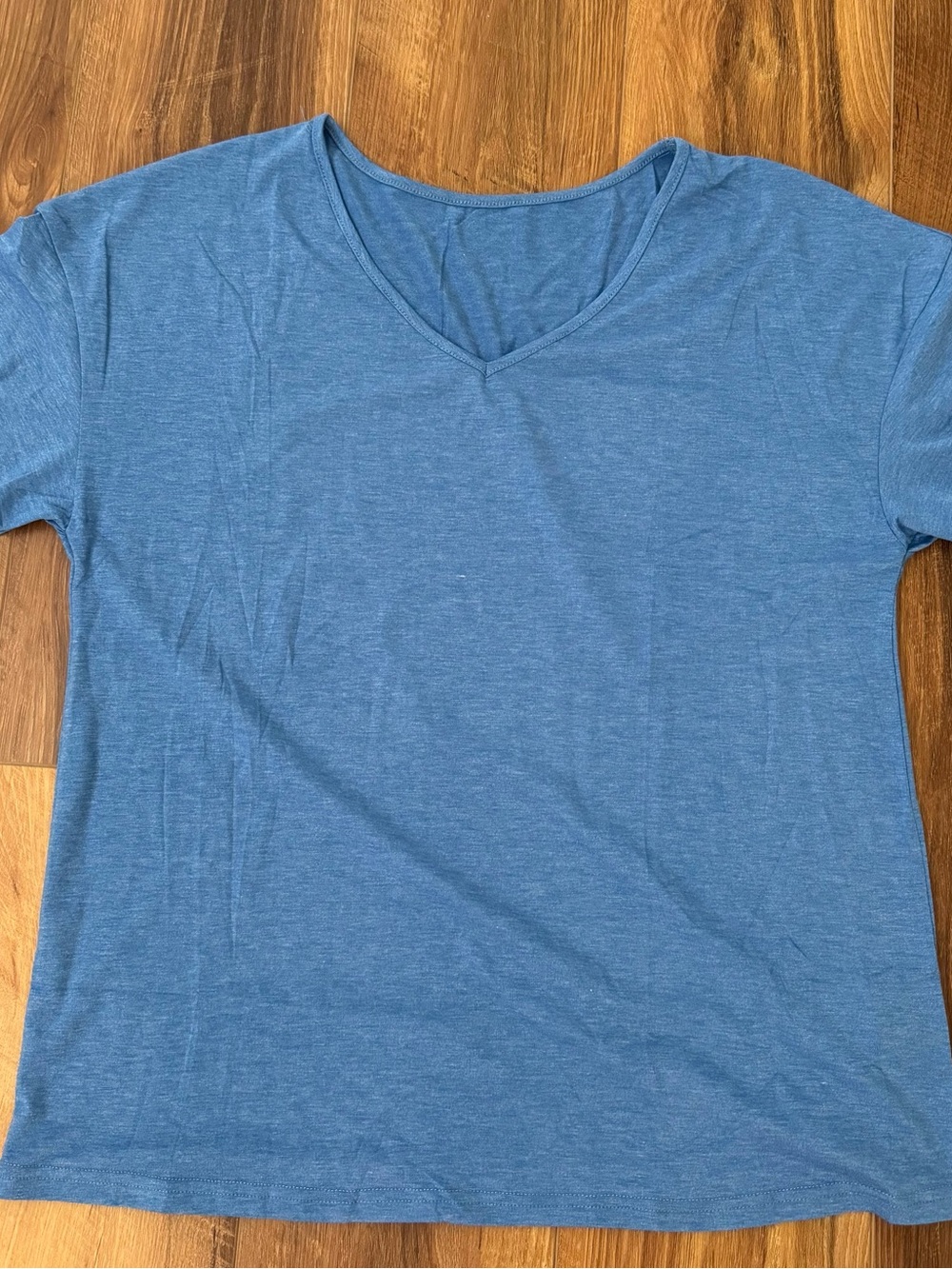 SHEIN Blue V-Neck Short Sleeve Tee